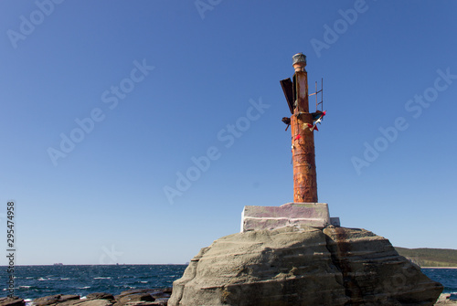 Old abandoned lighthouse at Cape Tobizin on the Russian island, Vladivostok/ photo