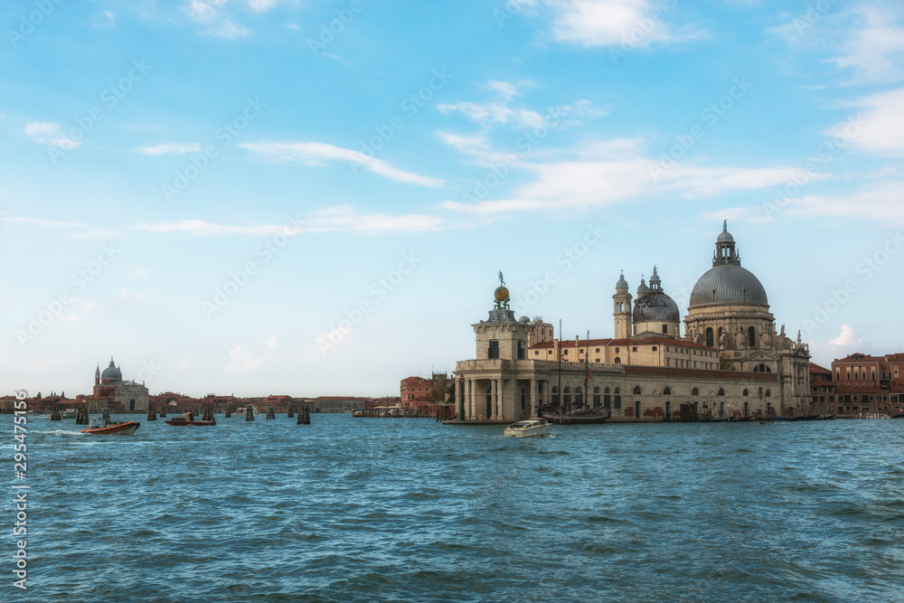 Giudecca Canal and Cathedral of Santa Maria della Salute. Venice, Italy.