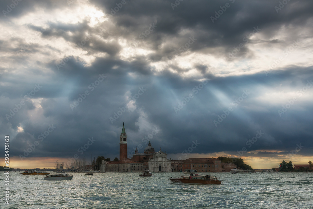 San Giorgio Maggiore Island. Awesome sky. Venice, Italy.