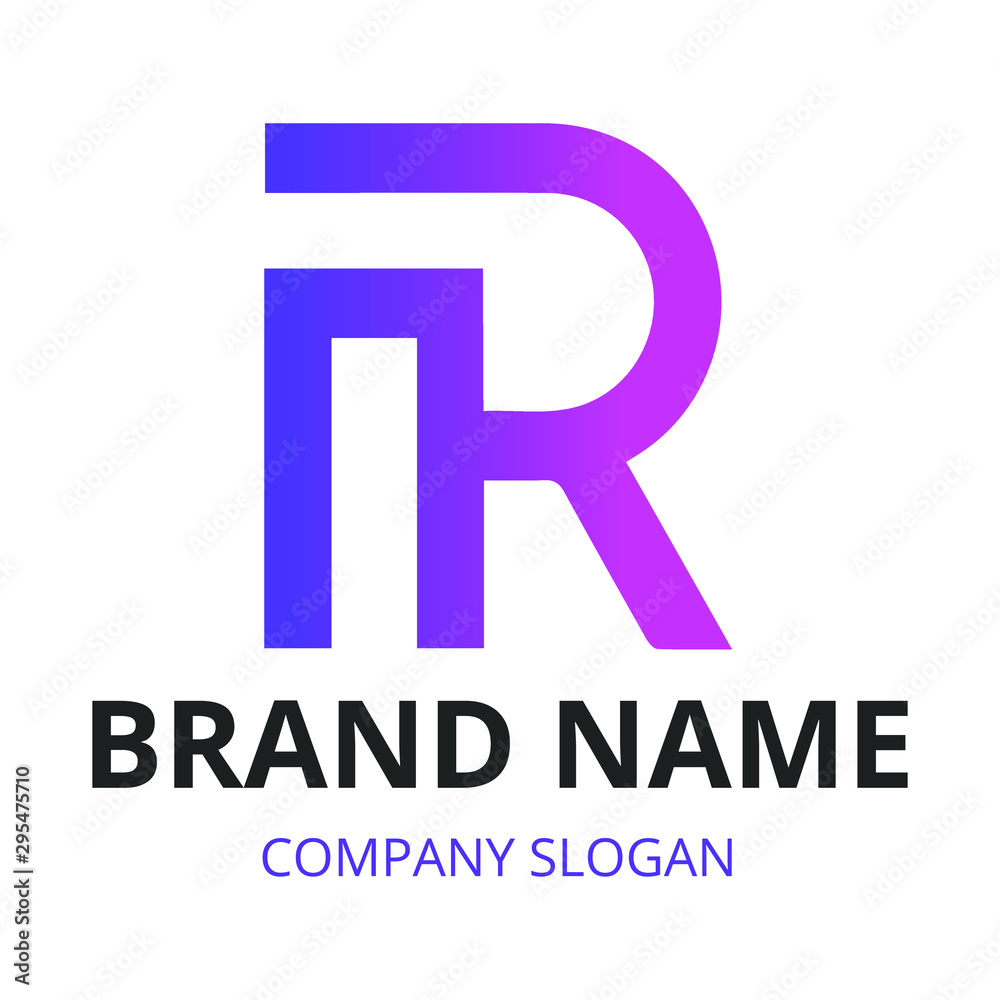 Logo design of R letter with a modern style, and blue and purple gradient. Logo design of R letter with a modern style, and blue and purple gradient.