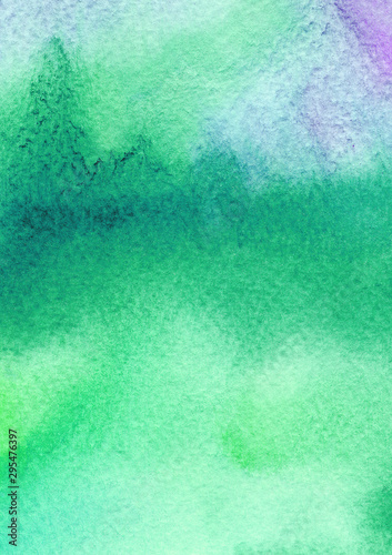 Blue and green watercolors on textured paper background. Grunge pattern. .Raster illustration colorful paint brush with space for text, for media advertising website. Ecology concept design, banner.