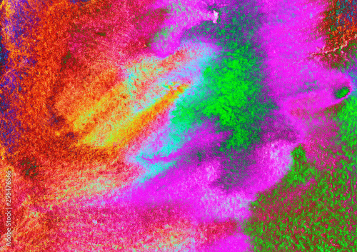 Red violet green blue fluorescent on textured paper background. Grunge vibrant painting effect  pattern. Raster illustration with space for text, for media advertising website fashion concept design © Svetlana Moskaleva
