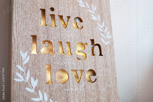 decor in the interior. inscription. Happy Valentine's day. live laugh love