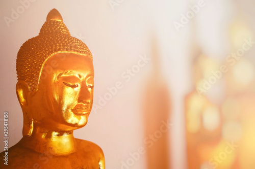 Ancient Buddha Image with Space for Texture and Light Leak Background. photo