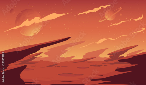 Alien fantastic landscape planet background