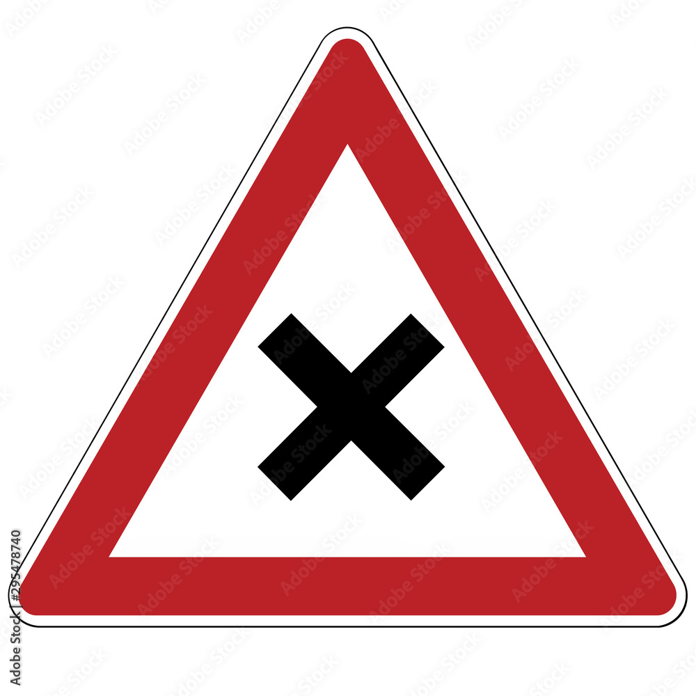 Obraz premium Warning sign. Crossing equivalent roads. Russia