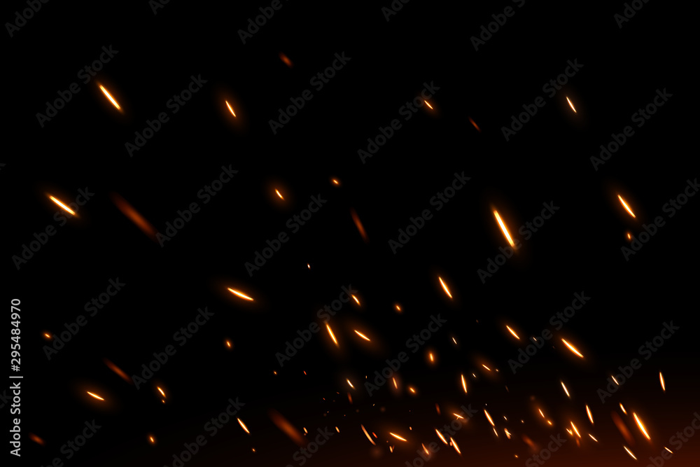 Fire sparks on black background