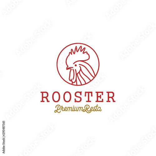 Rooster head logo, for the chicken meat restaurant logo, butcher shop, and chicken product labeling needs.