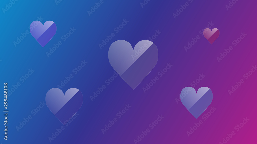 Transparent glass heart shape vector design. Heart icon. Transparent hearts background