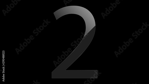 Transparent glass second number vector design. Number two vector