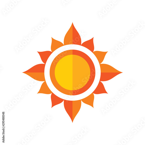 Sun flat icon design. Summer vacation symbol. Spring creative sign. Sun concept logo ve