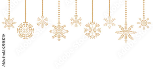 golden snowflakes on white background vector illustration EPS10