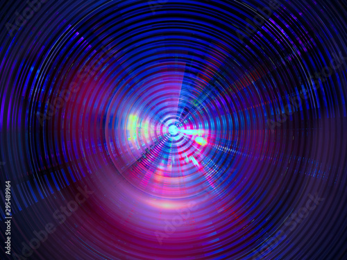 Abstract neon glowing disk - digitally generated image