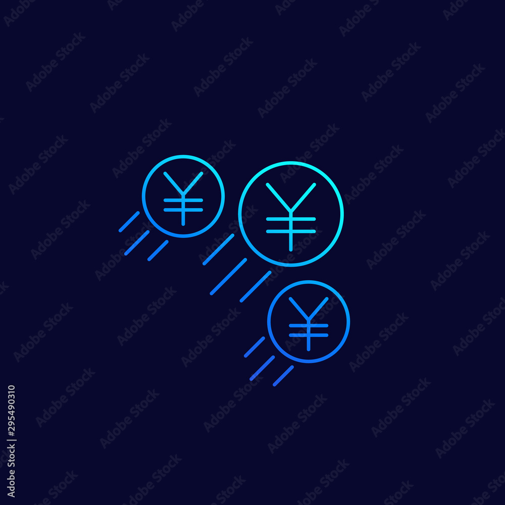 chinese yuan payments, money transfer icon, linear chinese yuan payments, money transfer icon, linear