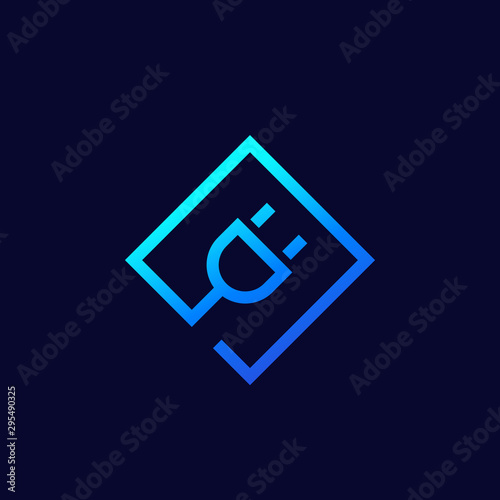 electric plug icon, linear vector logo