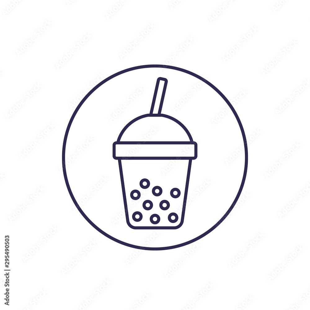 tapioca drink line icon on white tapioca drink line icon on white