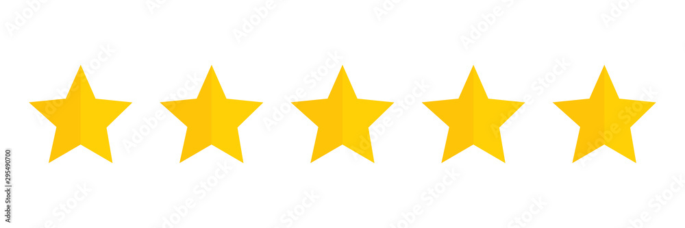 Five stars rating icon. Five golden star rating illustration vector. Premium quality customer service. Customer feedback ranking system. Feedback concept. Five stars rating icon. Five golden star rating illustration vector. Premium quality customer service. Customer feedback ranking system. Feedback concept.