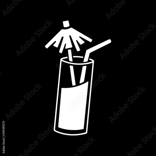 chilled cocktail with umbrella black background