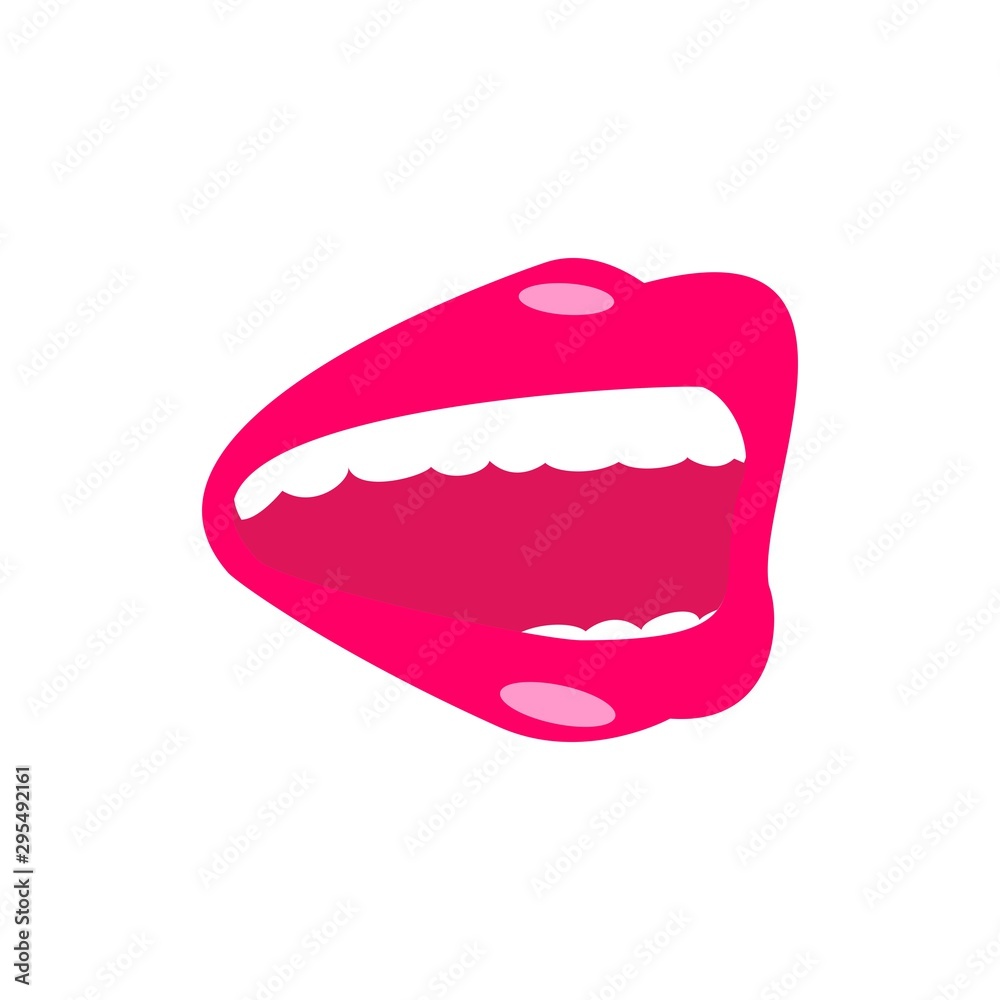 Large mouth with pink lips such as smile. Vector icon isolated on white background. Large mouth with pink lips such as smile. Vector icon isolated on white background.
