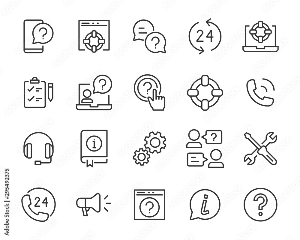 set of support icons, communicaton, help, call, service set of support icons, communicaton, help, call, service