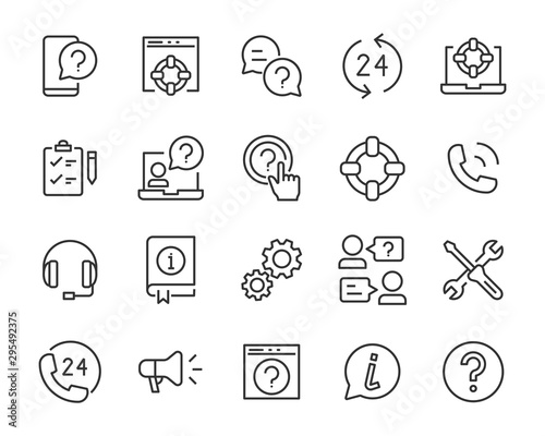 set of support icons, communicaton, help, call, service