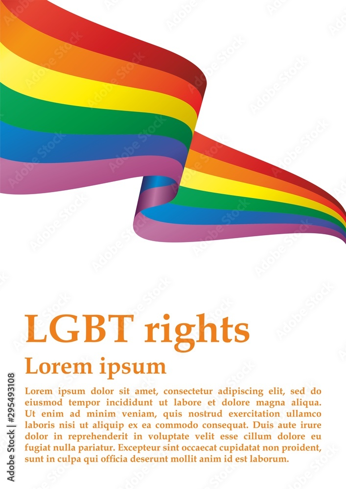 Rainbow flag, representing LGBT pride. (lesbian, gay, bisexual, and transgender). LGBT movement. Template for design. Bright, colorful vector illustration.