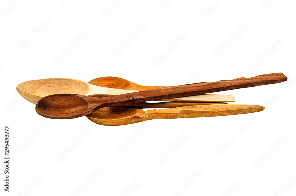 a few wooden spoons. isolate on a white background. a few wooden spoons. isolate on a white background.