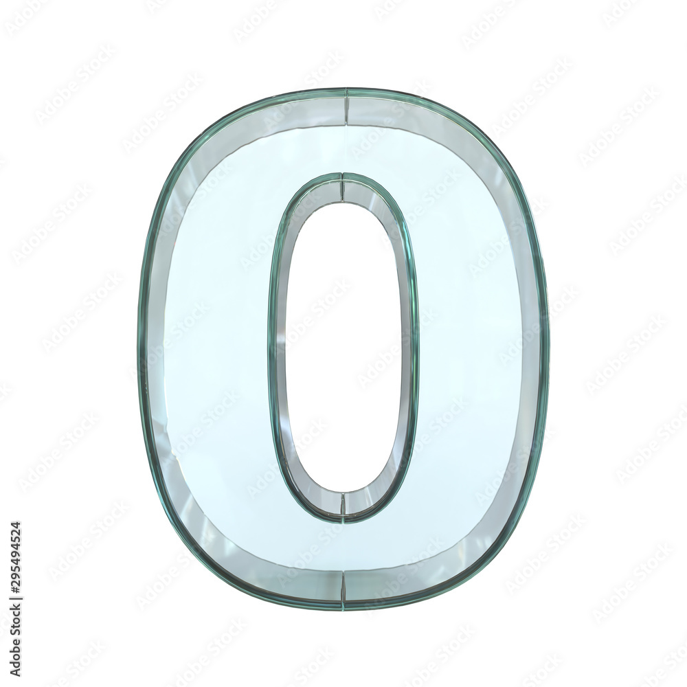 Glass font 3d rendering, number 0 Glass font 3d rendering, number 0