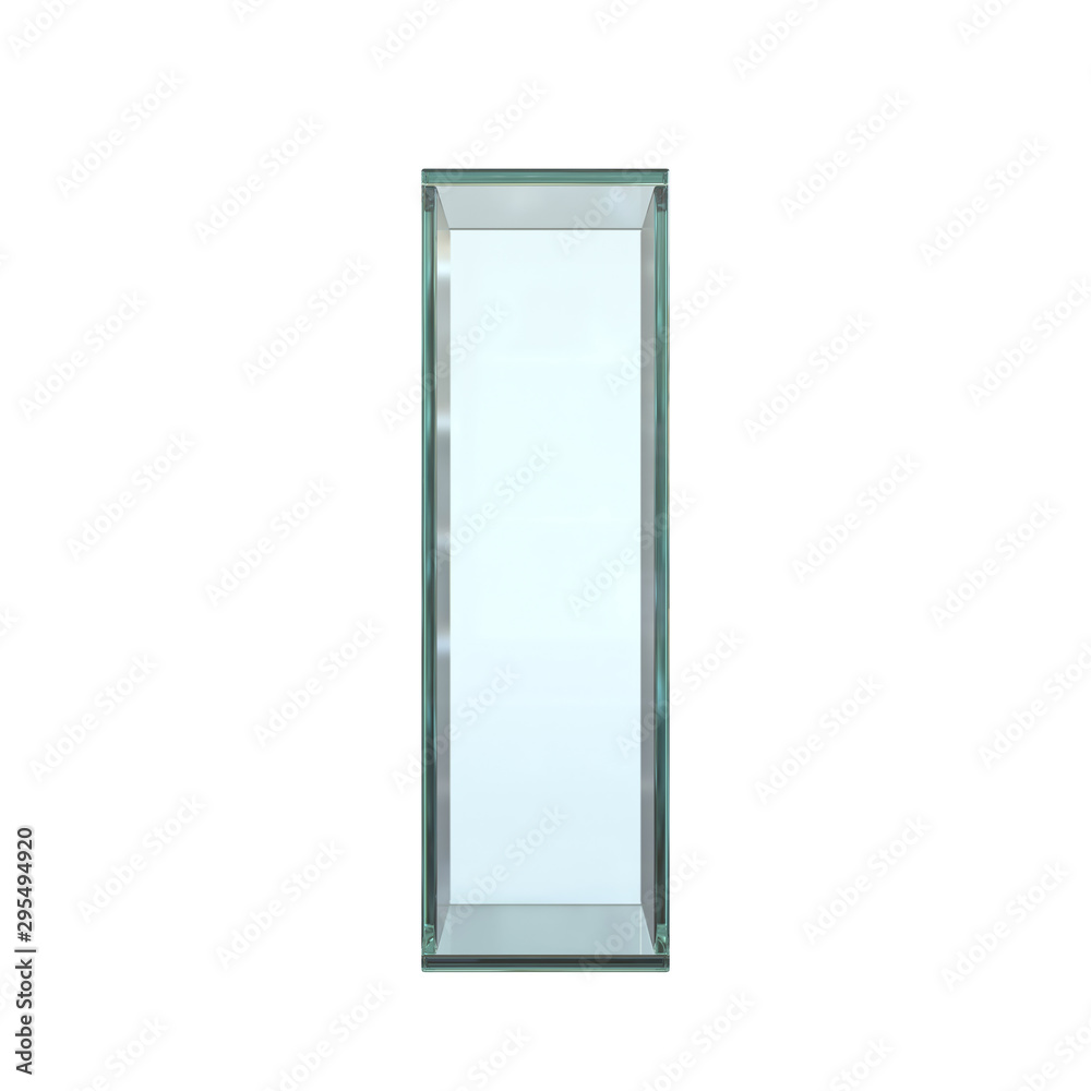 Glass font 3d rendering, letter I Glass font 3d rendering, letter I