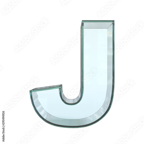 Glass font 3d rendering, letter J