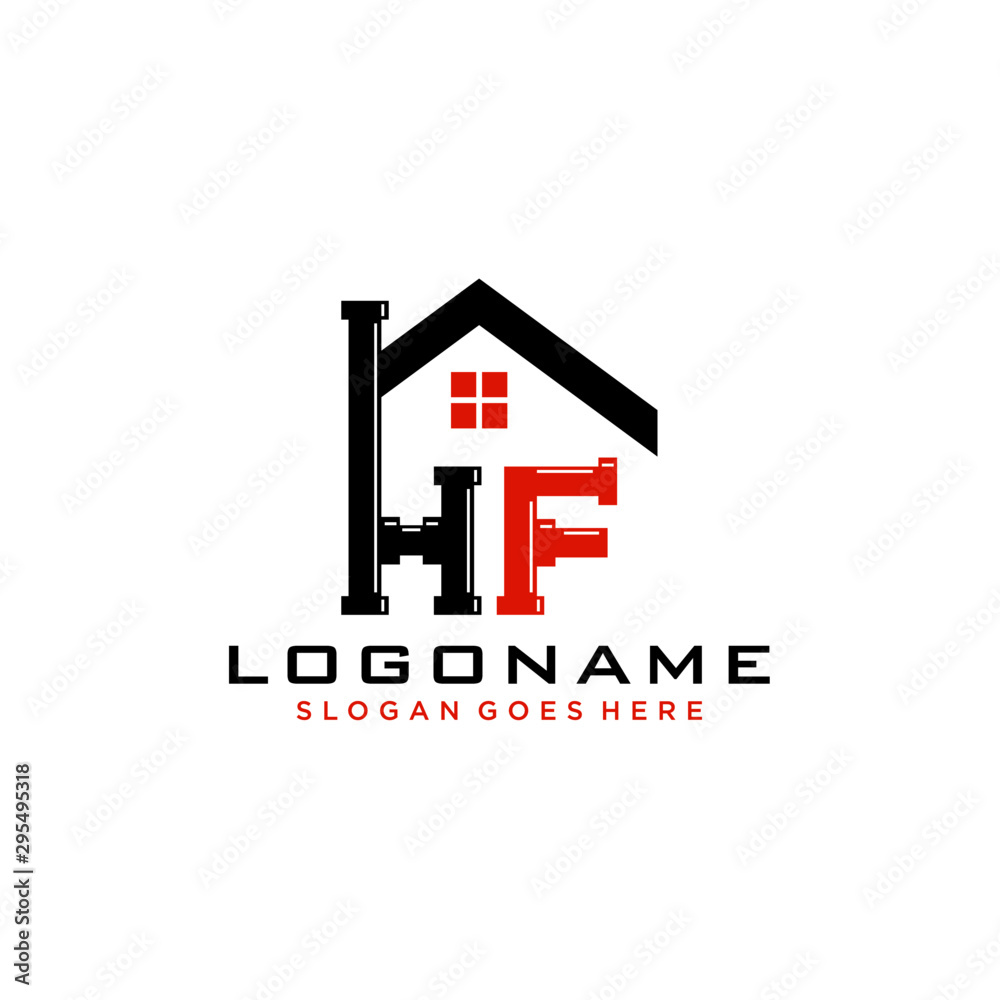 Fototapeta premium HF Initial for Plumbing Service logo icon vector