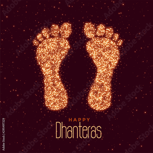 happy dhanteras festival greeting with feet print