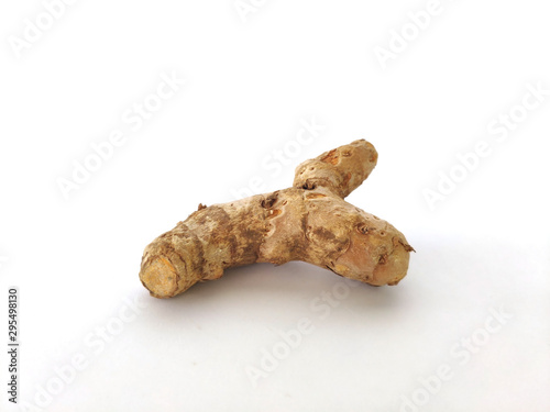 Curcuma heyneana known as Temu giring in Indonesia isolated on white background. Raw material for traditional medicine herb, alternative Health therapy for anthelmintic