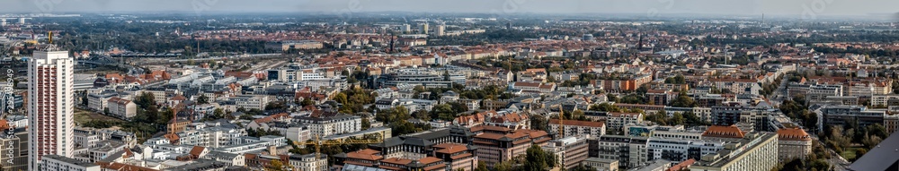 Panorama Leipzig vom City-Hochhaus Richtung Norden 2 Oktober 2019