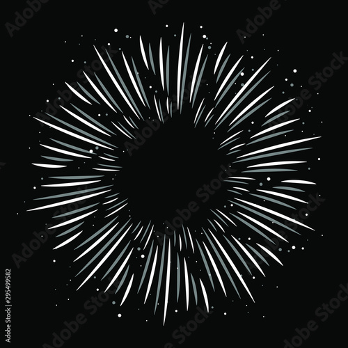 White salute spray on a black background.