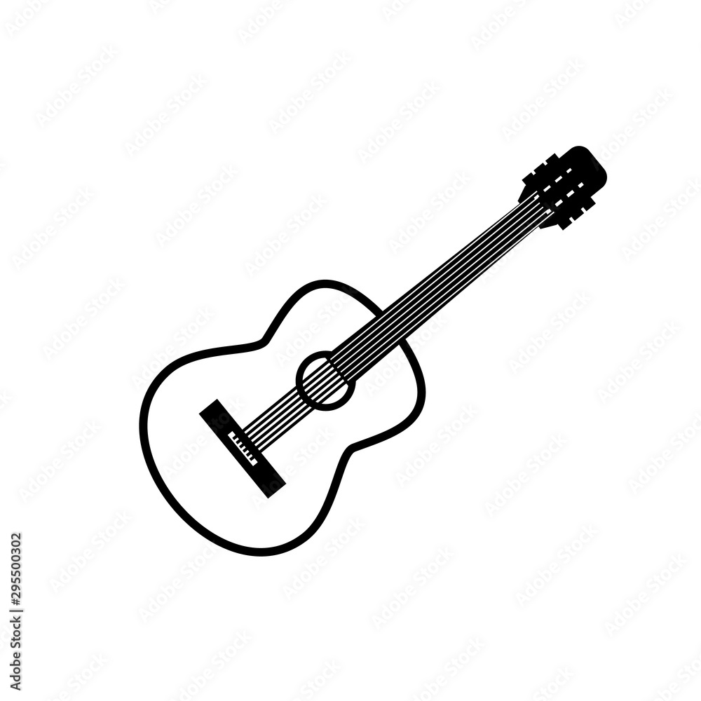 Guitar contour icon in black on a white background Guitar contour icon in black on a white background