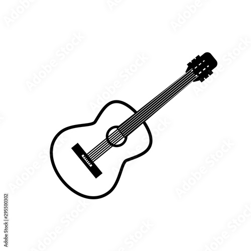 Guitar contour icon in black on a white background