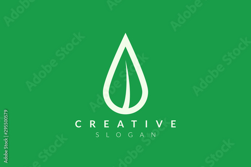 Leaf shape and shape of water droplets combined. Modern vector design. Monogram and flat logo style. Minimalist icons and symbols.