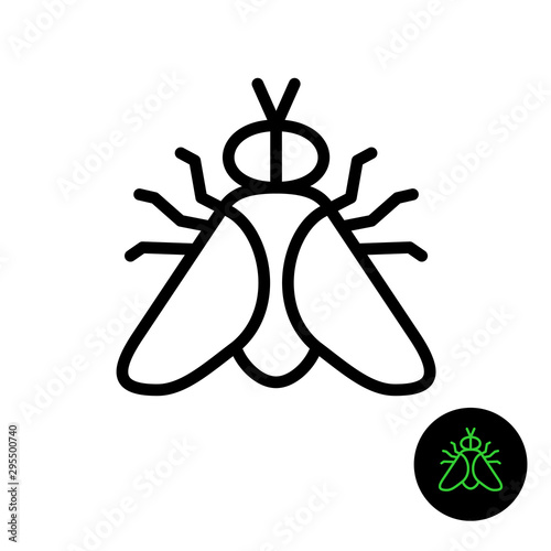 Fly simple line icon. Outline style gadfly symbol. Adjustable stroke width.