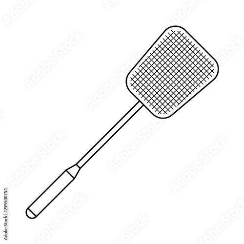 Fly swatter. Anti-fly weapon simple illustration. Flyswatter insect killing tool. Adjustable stroke width.