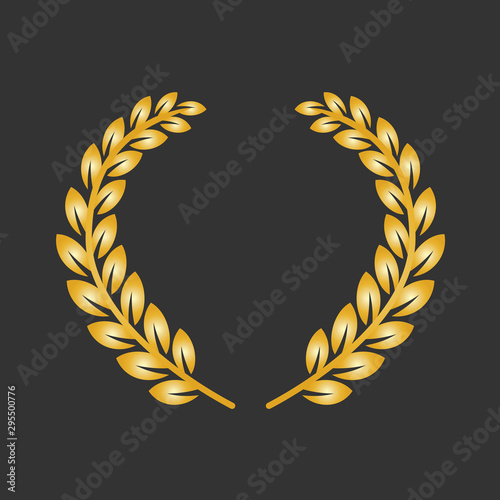 Golden laurel wreath on a dark background.