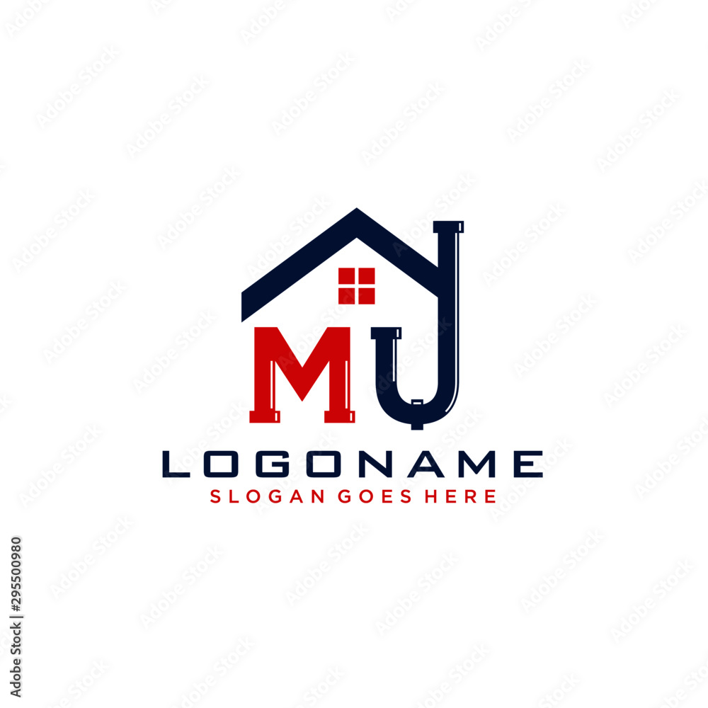 MU Initial for Plumbing Service logo icon vector