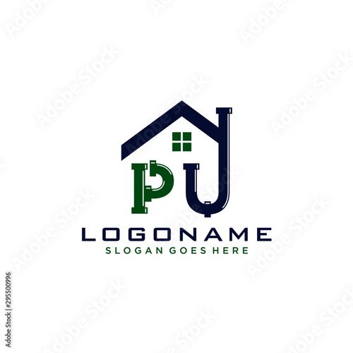 PU Initial for Plumbing Service logo icon vector