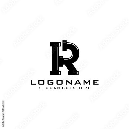 R Initial for Plumbing Service logo icon vector