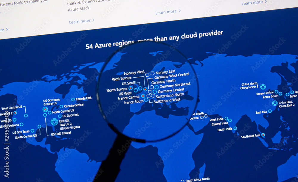 Microsoft Azure Regions Map Foto De Stock Adobe Stock