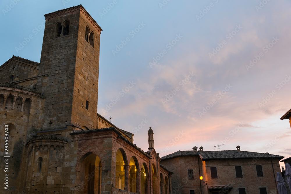 Ancient church in Italy during the sunset