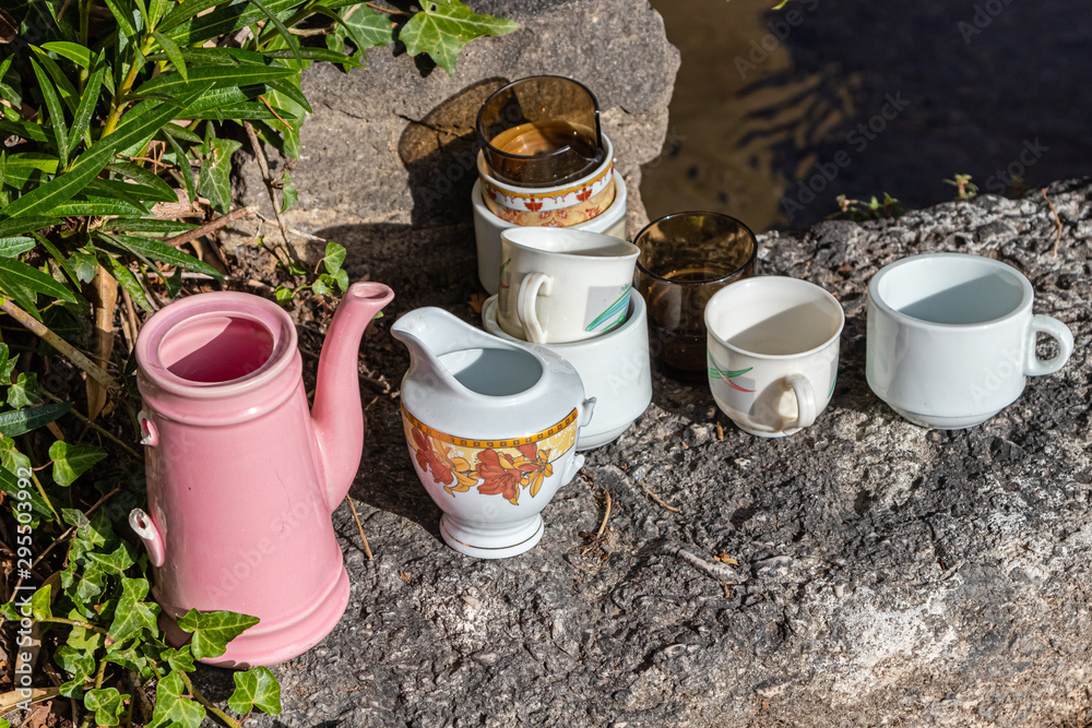 pitchers, cups, carafes, bowls, glasses outdoors pitchers, cups, carafes, bowls, glasses outdoors