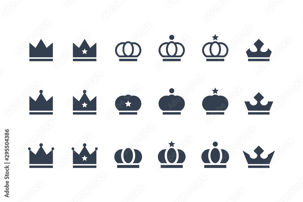 Crown Icons Set Vector Design isolated on white background Crown Icons Set Vector Design isolated on white background
