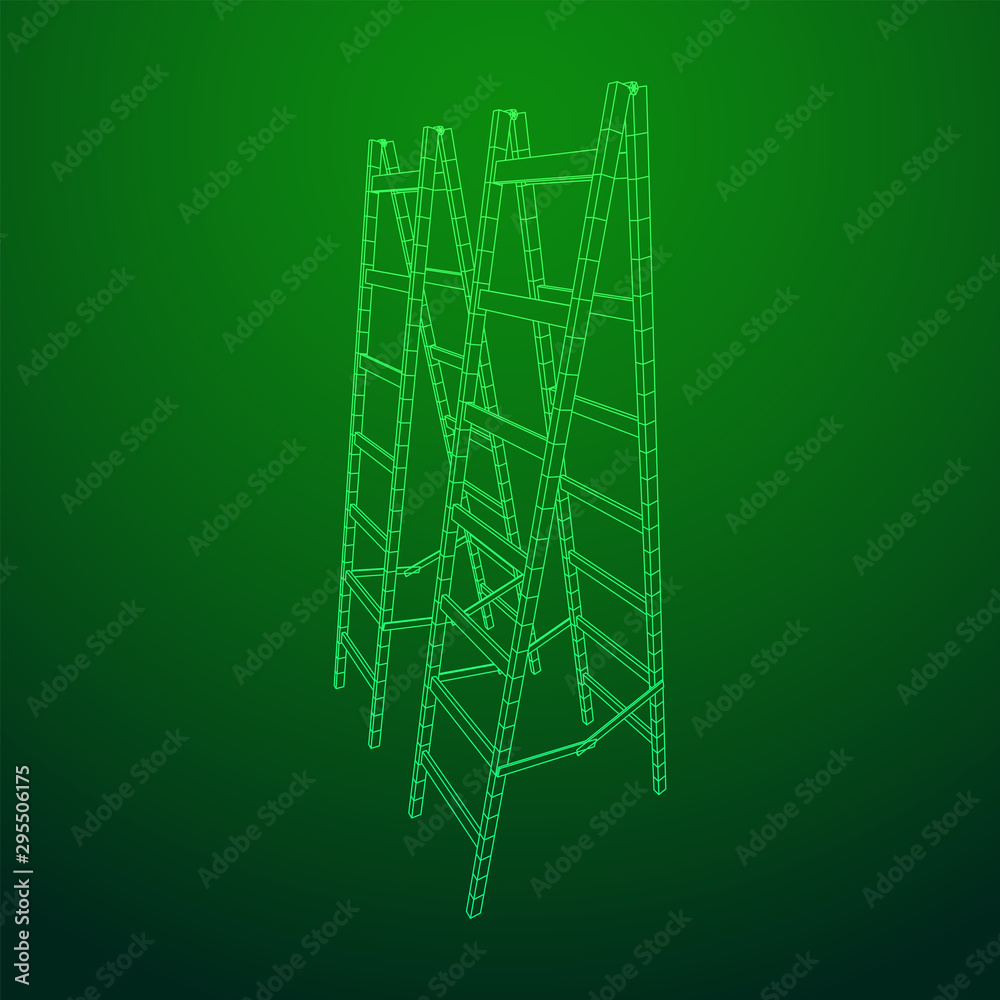 Step ladder. Wireframe low poly mesh vector illustration