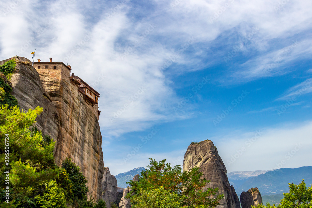Holy Monastery of Rousanou, part of the Eastern Orthodox monastery complex of Meteora, Central Greece, scenic partial view